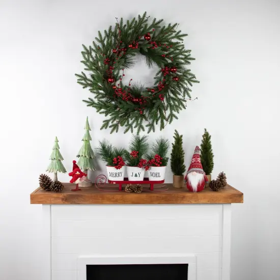 Northlight Real Touch&trade;️ Berries and Pine Artificial Christmas Wreath- 32" - Unlit Green {4}
