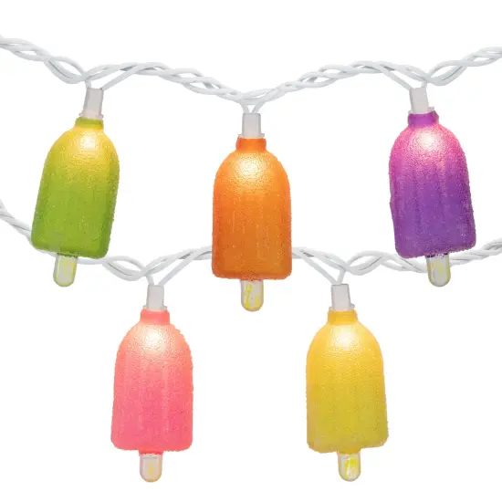 Northlight Sugared Ice Pop Indoor Outdoor Patio String Light Set - 7.25' White Wire - 10ct Multi {3}