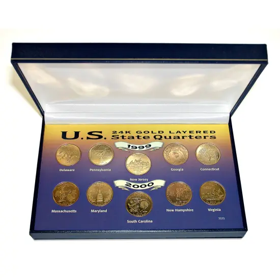 1999 and 2000 24kt Gold-Layered Statehood Quarter Collection {1}
