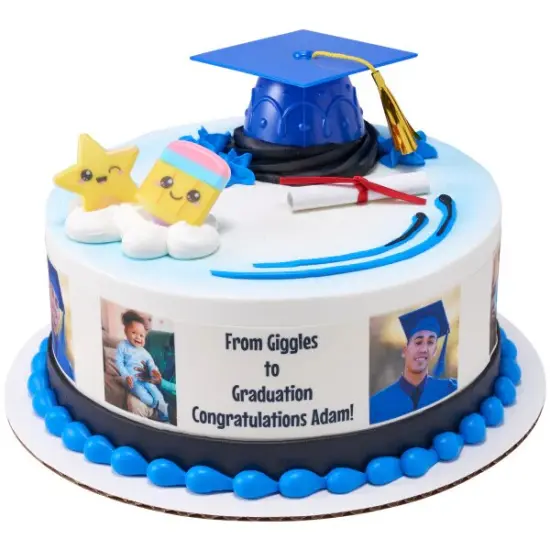 Graduation Blue Grad Cap with Tassels Layon Cake {6}