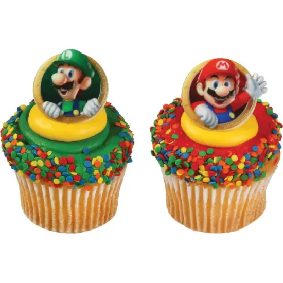 Super Mario with Mario & Luigi Cupcake Rings set of 12 {1}