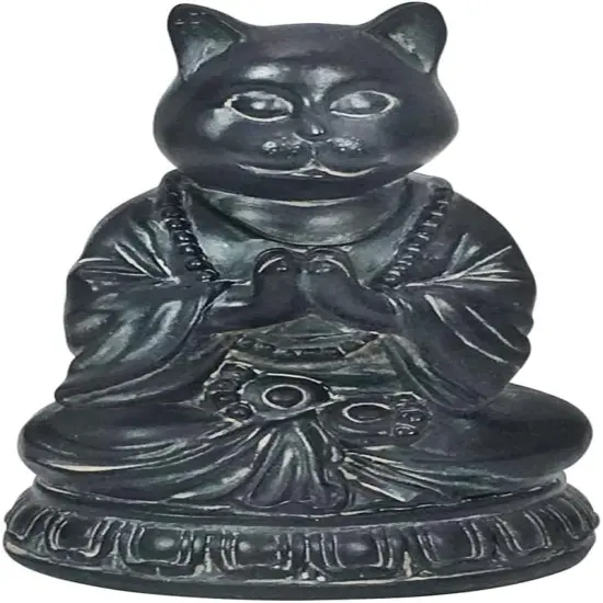 Cat Statue Kitten Cute Pet Yoga Zen Pose Dhyana Mudra Buddha Sculptures Collectible Vintage Figurines 6 Inch {4}