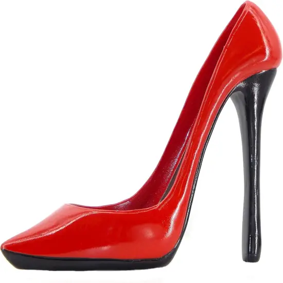 21381 Wine Bottle Holder Shoe Red Black High Heel Shaped Stiletto 8 Inch Tall {7}