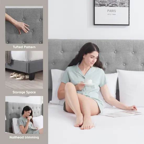 Nestl Wingback Diamond Upholstered Platform Bed {5}