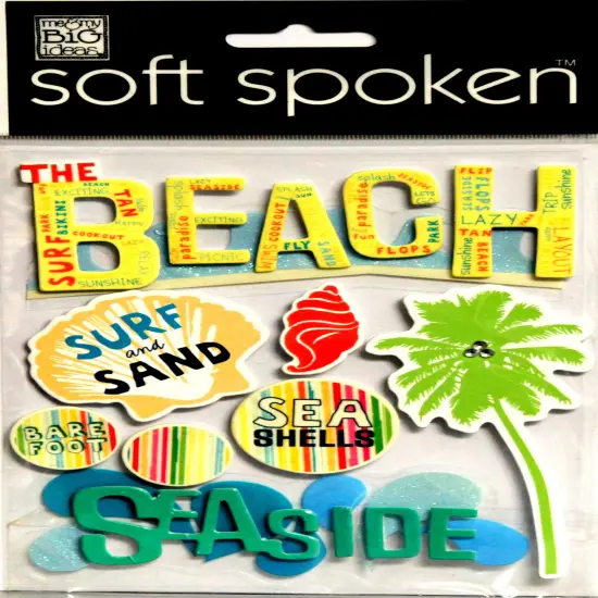 Me & My Big Ideas Soft Spoken The Beach Dimensional Chipboard Stickers {1}