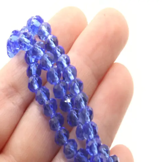 92 6mm Blue Faceted Rondelle Glass Beads {2}