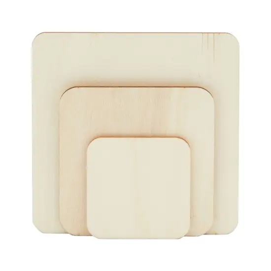 70 Pieces Unfinished Wood Squares for Crafts, Wood Burning, Engraving (3 Sizes, 2", 3", 4") {1}