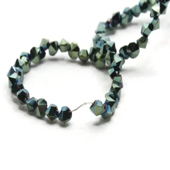 145 3mm Cadet Blue Glass Faceted Diamond Shaped Beads Full Strand {3}