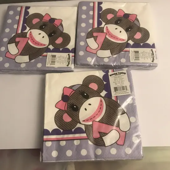 1st Birthday Miss Sock Monkey Luncheon Napkins 16 Pieces {4}