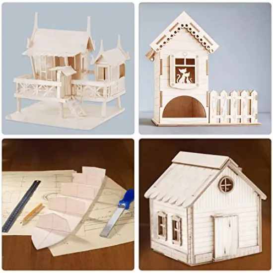 8 Pieces Basswood Sheets for Crafts, Craft Wood Board for House Aircraft Ship Boat Arts and Crafts, School Projects, Wooden DIY Ornaments (12 x 8 x 1/16inch) {5}