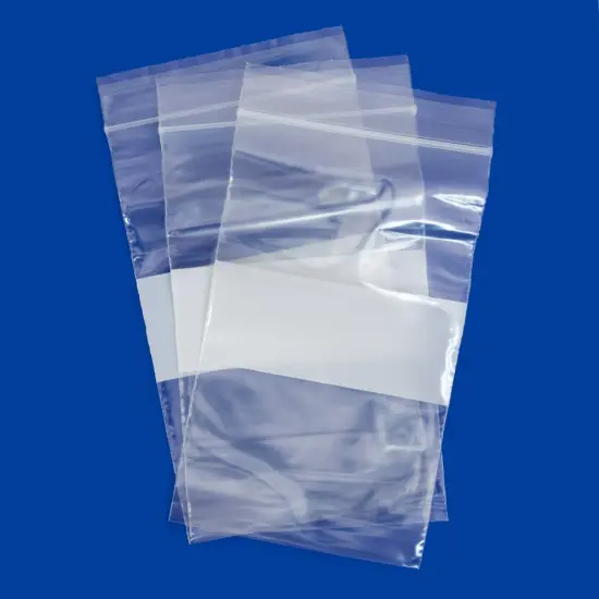 Clear Plastic Reclosable Zipper Bags 3x5 W/White Block (Package of 100) {2}