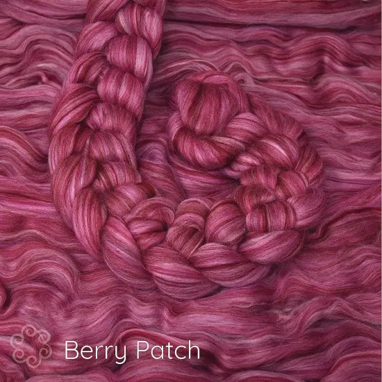 100% Superfine Merino Fiber: Winner's Circle. Soft Combed Top Roving Color Blend for Spinning, Felting, Weaving Berry Patch {3}