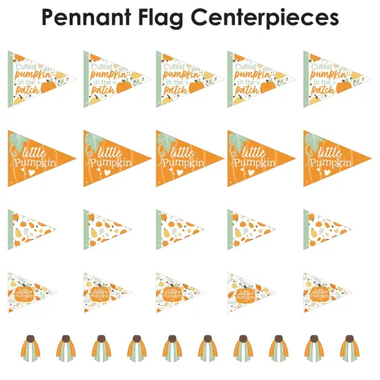 Big Dot of Happiness Little Pumpkin - Triangle Fall Birthday Party or Baby Shower Photo Props - Pennant Flag Centerpieces - Set of 20 {7}