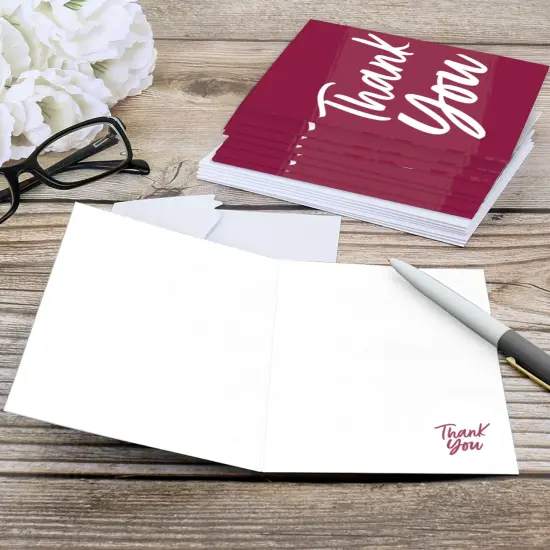 Big Dot of Happiness Burgundy Elegantly Simple - Guest Party Favors Thank You Cards (8 count) {6}