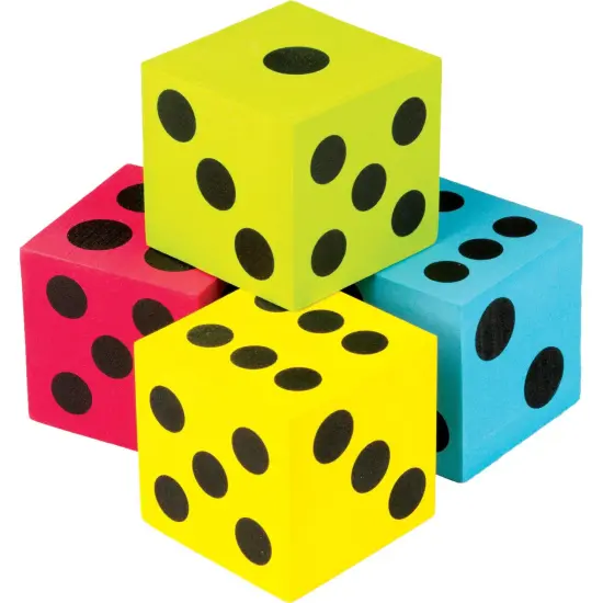 Foam Colorful Jumbo Dice, 4 Per Pack, 3 Packs {2}