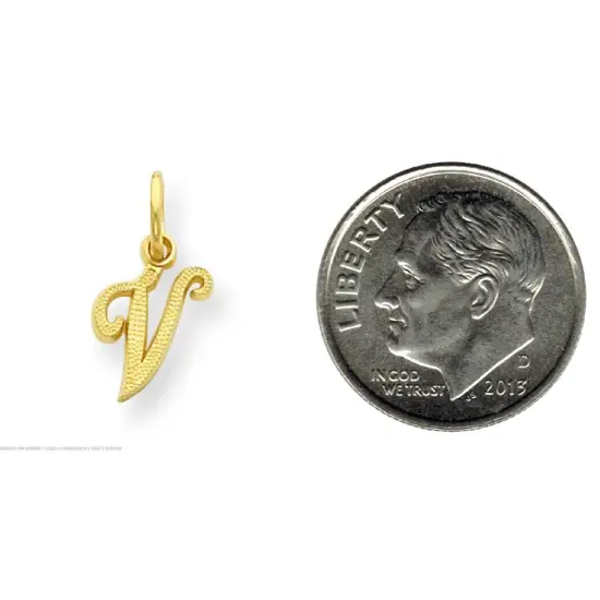 14K Gold Initial V Charm Jewelry FindingKing 16mm Long X 7mm Wide approx. {2}