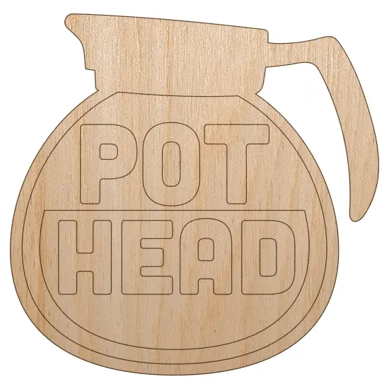 Pot Head Coffee Unfinished Wood Shape Piece Cutout for DIY Craft Projects {2}