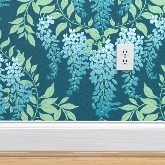 Peel & Stick Wallpaper 2FT Wide Art Deco Floral Garden Botanical Cottagecore Wisteria Vine Custom Removable Wallpaper by Spoonflower {4}