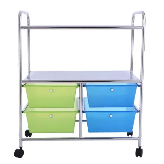 4 Drawers Shelves Rolling Storage Cart Rack Blue {6}