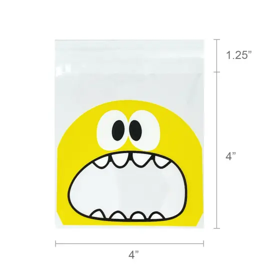Wrapables Transparent Self-Adhesive 4" x 4" Candy and Cookie Bags, Favor Treat Bags for Parties and Wedding (200pcs) Cookie Gobbler {4}