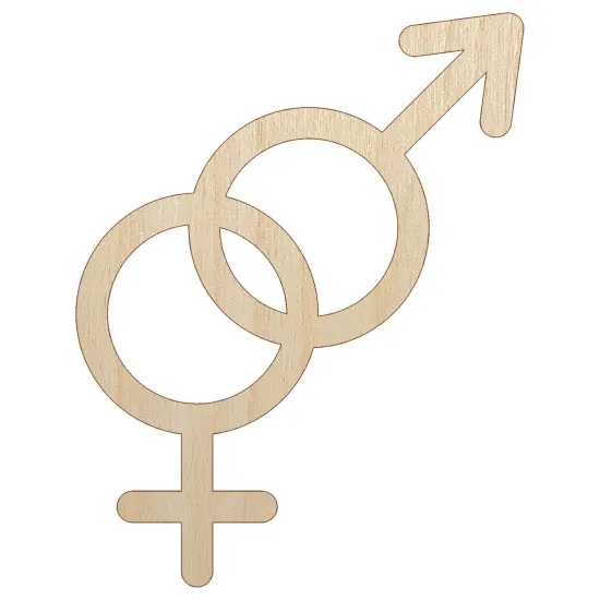 Interlocked Male and Female Sign Heterosexuality Gender Symbol Unfinished Wood Shape Piece Cutout for DIY Craft Projects {7}