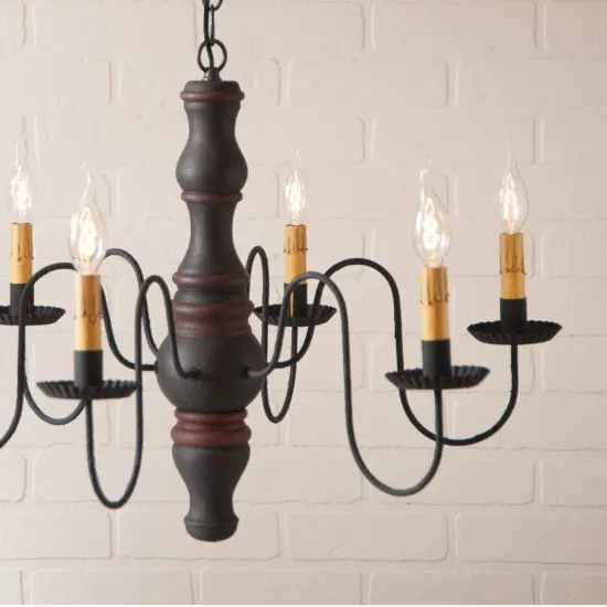 Gettysburg Chandelier in Hartford Black with Red Stripe {4}