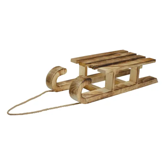 Northlight Rustic Wooden Sleigh with Twine Rope Christmas Wall Decoration - 16" Brown {6}