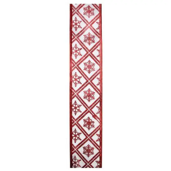 Northlight Red and White Snowflake Christmas Wired Craft Ribbon 2.5" x 10 Yards {3}