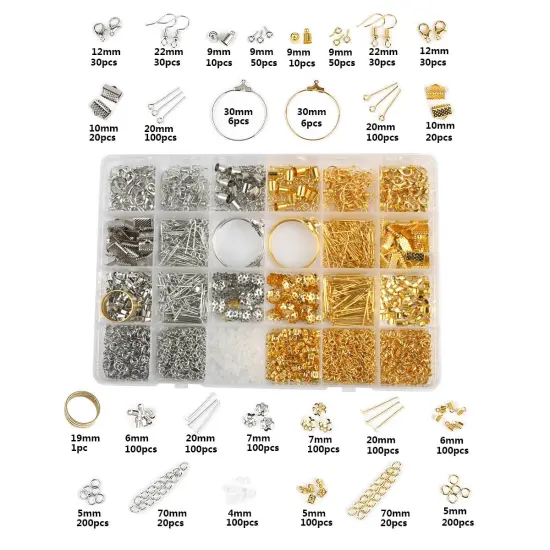 Jewelry Findings Kit of 24 Gold/Silver Plated Items {2}