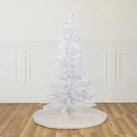 Northlight Pre-Lit Slim Woodbury White Pine Artificial Christmas Tree - 4' - Pink Lights {3}