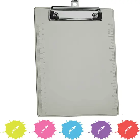 Enday Plastic Clipboard W/ Low Profile Clip Gray {3}