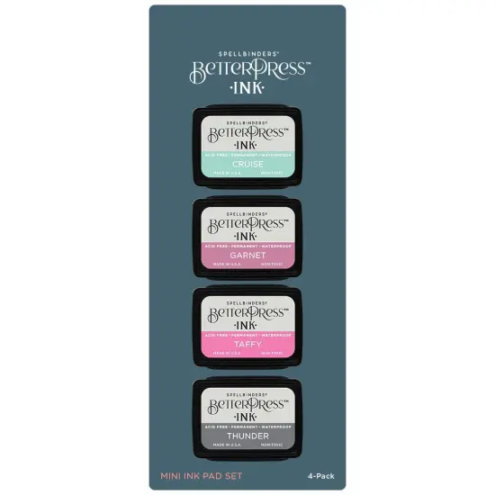 Spellbinders BetterPress Letterpress Mini Ink Pad Set 4/Pkg-Jet Set {1}