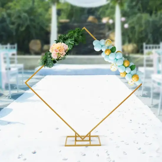 6.6ft Metal Rack Wedding Balloon Arch Set Gold Square Backdrop Stand Frame Rack {4}