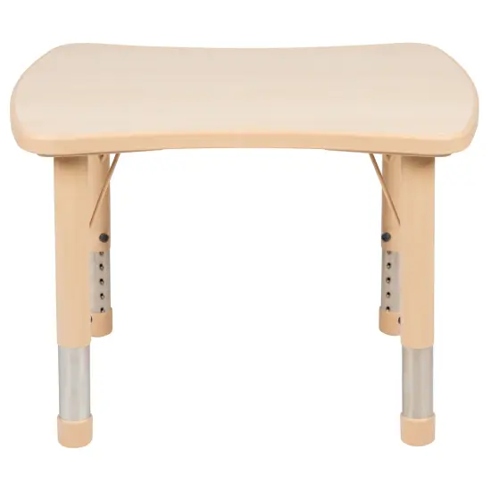 Emma and Oliver 21.875"W x 26.625"L Rectangular Plastic Height Adjustable Activity Table Natural {5}