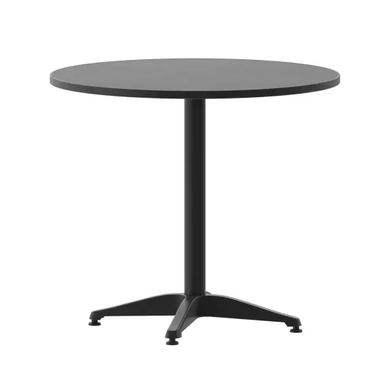 Emma and Oliver 31.5'' Round Aluminum Indoor-Outdoor Table with Base Black {1}