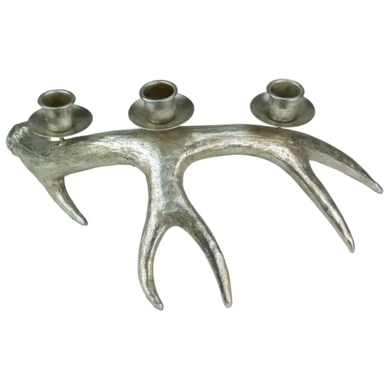 Northlight Deer Antler Christmas Taper Candle Holder - 12" - Champagne Silver {4}