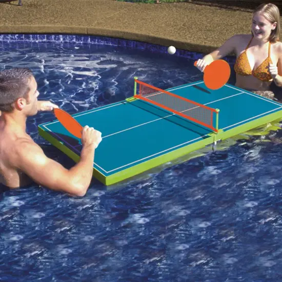 Swim Central 54" Blue and Orange Floating Ping-Pong Table Swimming Pool Game {3}