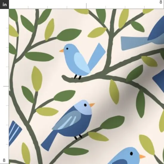 Various Fabrics by the Yard or Fat Quarter Blue Birds Leaves Nature Forest Woodland Backyard Custom Printed Fabric by Spoonflower {4}