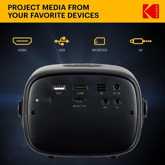 KODAK FLIK X2 Mini Pico Projector, Portable 100" Mini Projector with Remote Control & Speakers {5}