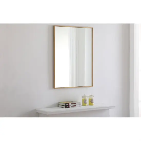 Metal frame Rectangle Mirror 24 inch Brass finish {4}
