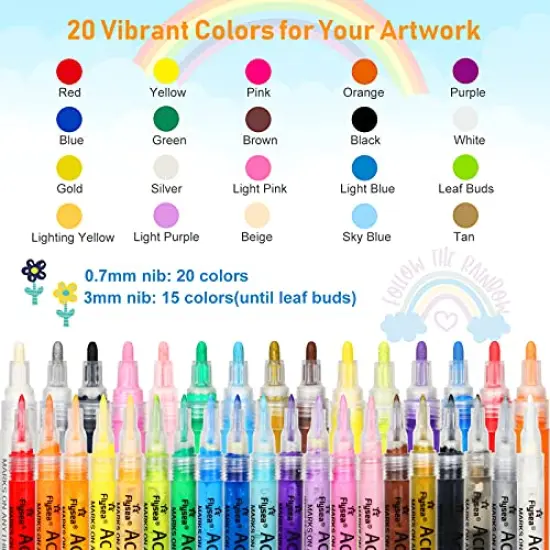 35 Premium Acrylic Paint Marker Pens, Double Pack of Both Extra Fine and Medium Tip, for Rock Painting, Mug, Ceramic, Glass, Wood, Fabric, Canvas, Metal, Pumpkin, DIY Crafts Making Art Supplies {4}