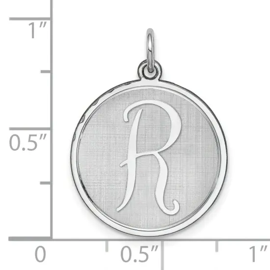 Sterling Silver Brocaded Initial Capital R Charm Jewerly 27mm x 20mm {5}