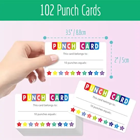 102 Pieces Punch Cards, Star Shaped Incentive Reward Cards Business Size Student Award Cards Boost Creativity & Skills Development for Business, Classroom, Kids Behavior, Students, Teachers, 3.5” x 2” {1}