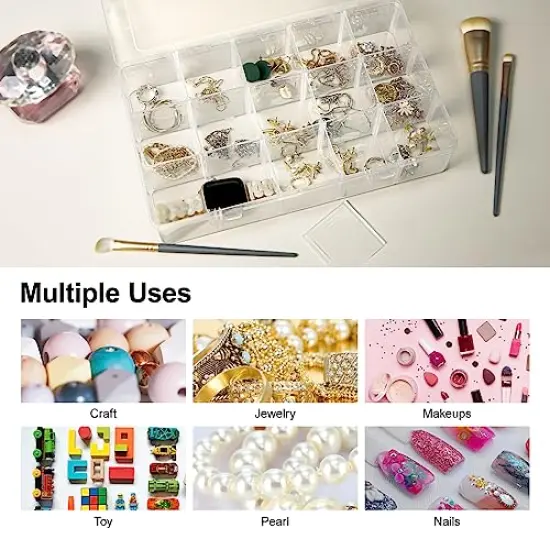 2 Pieces 15 Large Grids Clear Plastic Jewelry Box Organizer Storage Container with Removable Dividers {5}
