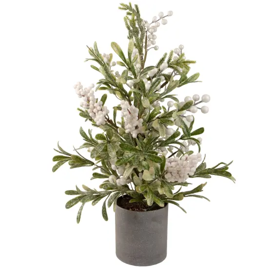 Northlight 2' Potted White Berry and Frosted Pine Christmas Tree, Unlit Green {1}