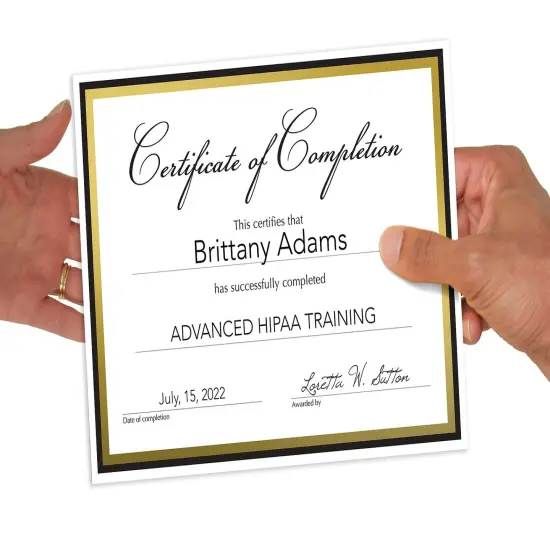 Great Papers! Certificate of Completion Fill-In, Black and Gold Border, 8.5" x 11", Printer Compatible, 15 count {4}