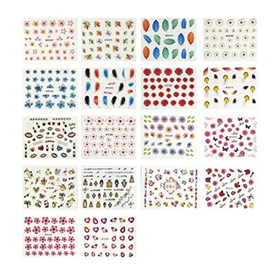 Wrapables Beauty, Feathers & Flowers Nail Art Nail Stickers 3d Nail Decals (50 sheets) {4}