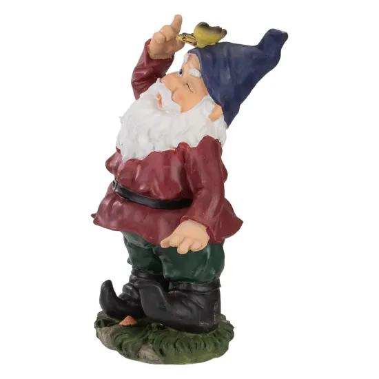 Northlight 11.25" Red and Green Gnome with Butterfly Outdoor Garden Statue {4}