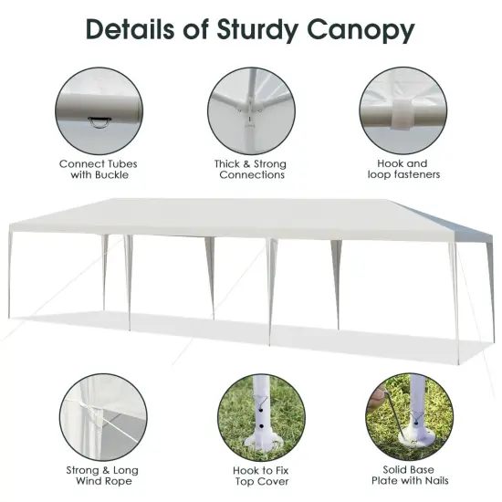 10' x 30' Waterproof Gazebo Canopy Tent with Connection Stakes and Wind Ropes {6}
