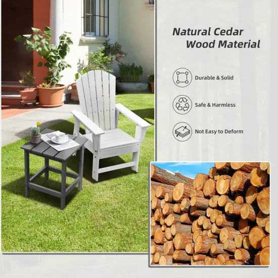 15 Inch Patio Square Wooden Slat End Side Coffee Table for Garden Grey {2}